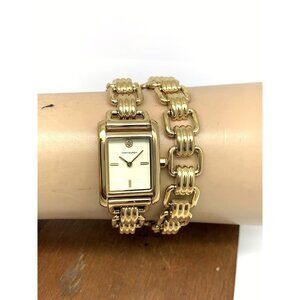 Tory Burch Women's Watch TBW1067 Quartz Cream Dial Gold Double-Wrap Tank 19mm